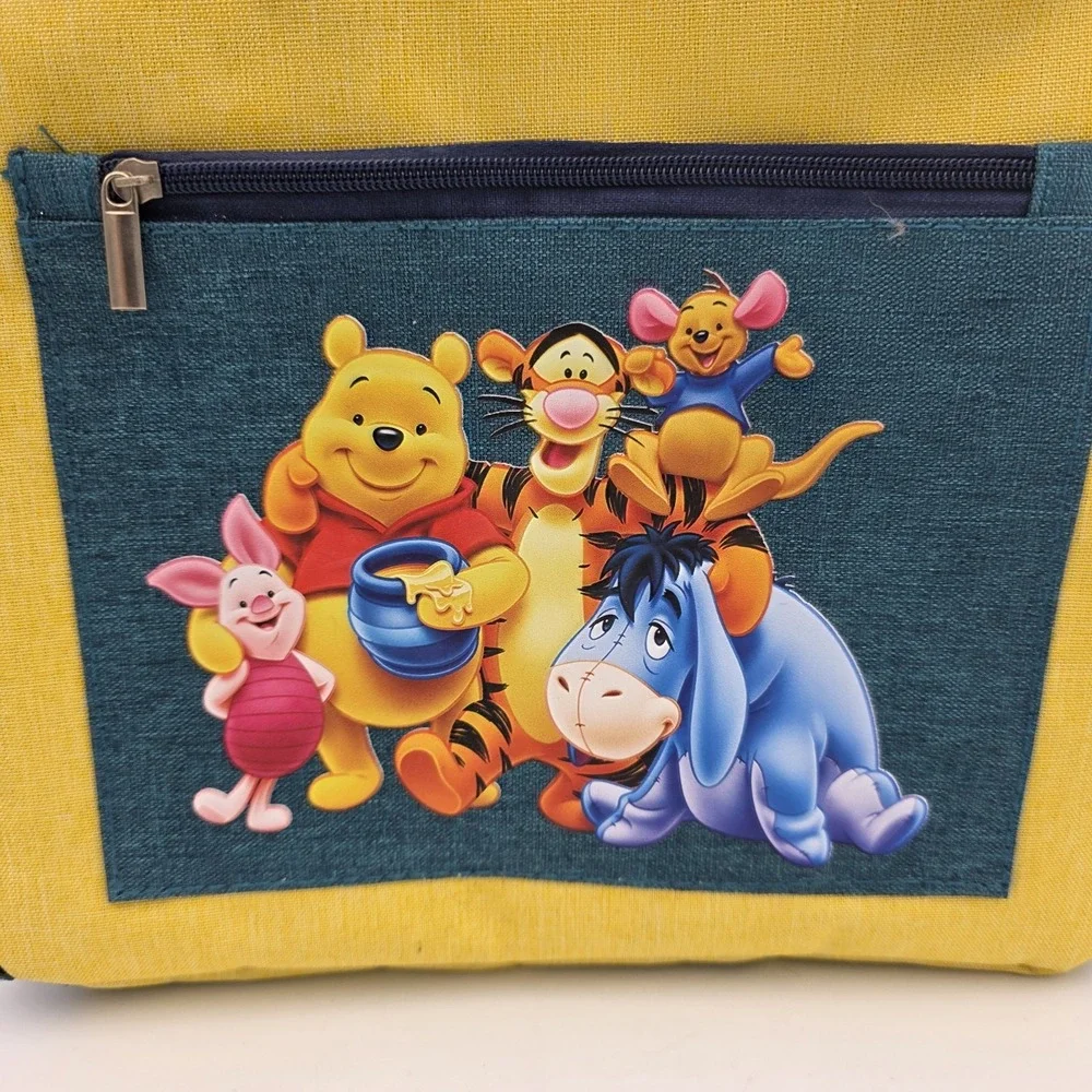 Disney Winnie The Pooh Lunch Bag Thermal Lining Zipper Handles Yellow Green